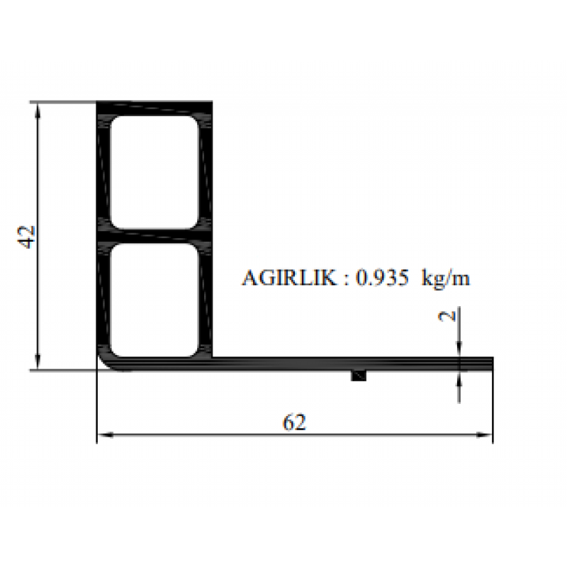 Alüminyum Ray Profili 3000 mm